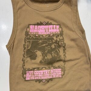 Nashville Kids Sleeveless Top - Brown and Pink